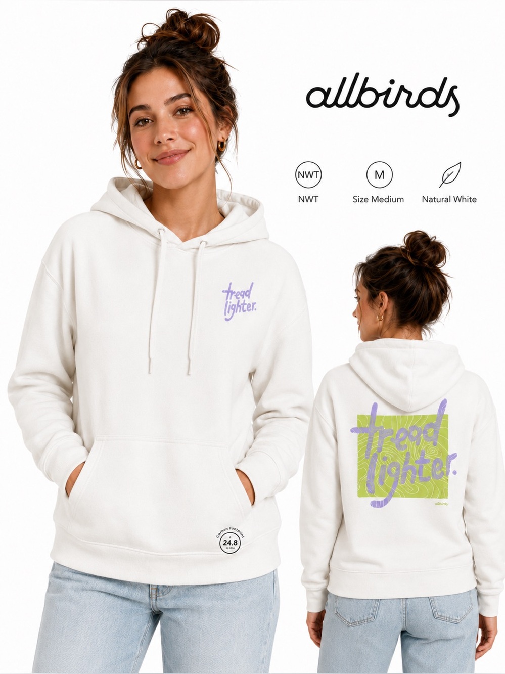 NWT Allbirds Limited R&R Tread Lighter Hoodie Natural White Unisex M. RTL 128
